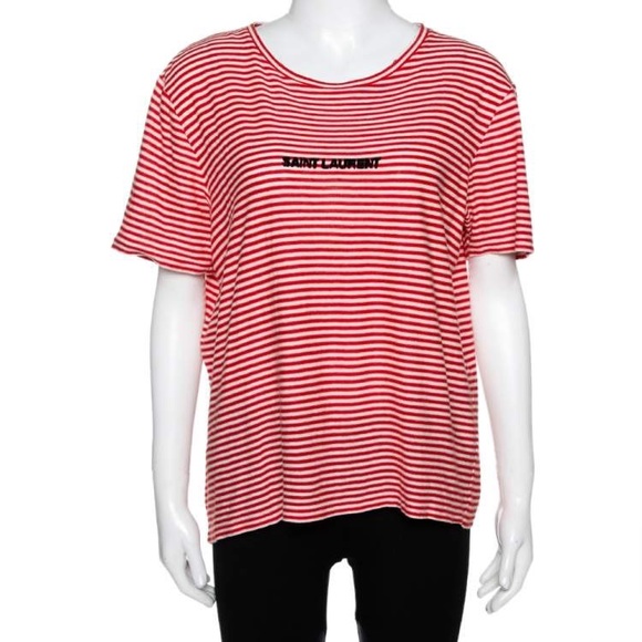 Saint Laurent Paris red and white striped t shirt - Picture 4 of 13